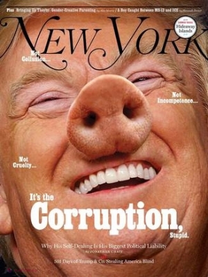 New York Magazine // Trump, înfățișat ca un porc: „Este corupție, prostule!”