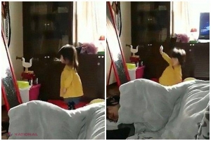 VIDEO // Strănutul a dat-o pe spate: O fetiţă face toată planeta să râdă