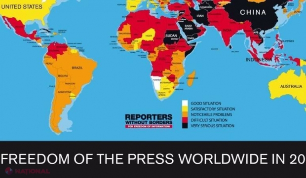 FOTO // Harta libertăţii presei în lume. Pe ce loc se află R. Moldova?