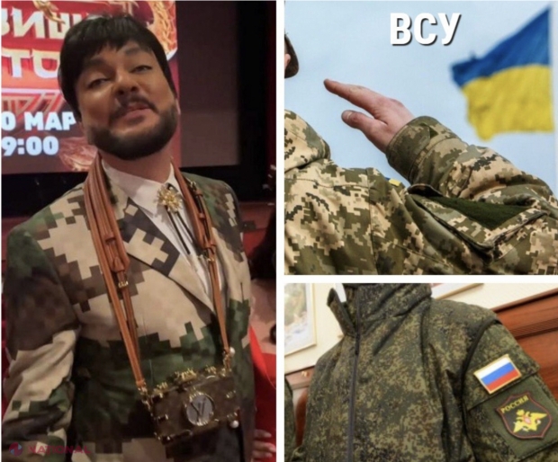 FOTO // Kirkorov o comite din nou? Interpretul din Rusia a vrut să-și arate susținerea pentru armata lui Putin, dar a îmbrăcat o haină asemănătoare uniformei militarilor Forțelor Armate ale Ucrainei