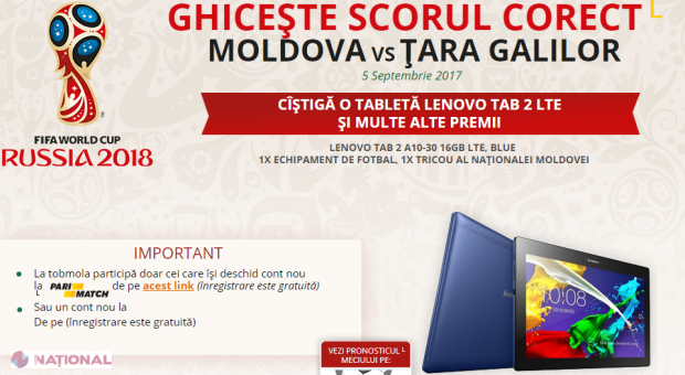 CONCURS: Câștigă o Tabletă Lenovo. Ghicește doar scorul la meciul Moldova vs. Țara Galilor