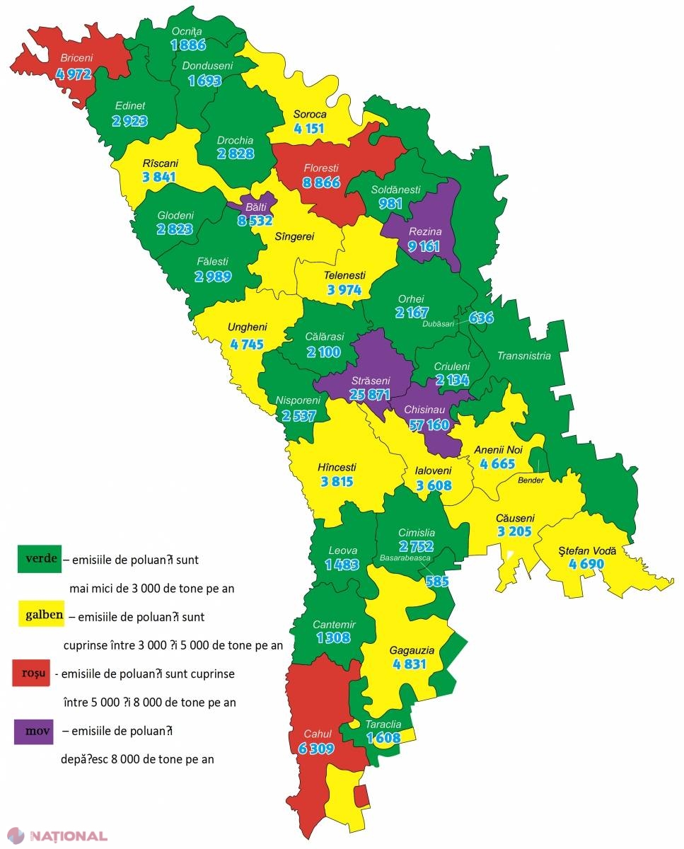 HARTĂ // Unde se respiră cel mai poluat aer în R. Moldova