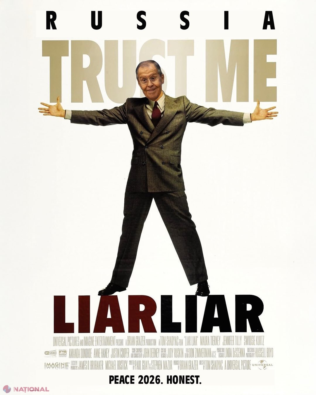 Ucraina ironizează acuzațiile Rusiei cu o caricatură ingenioasă a lui Lavrov pe stilul „Mincinosul mincinoșilor”