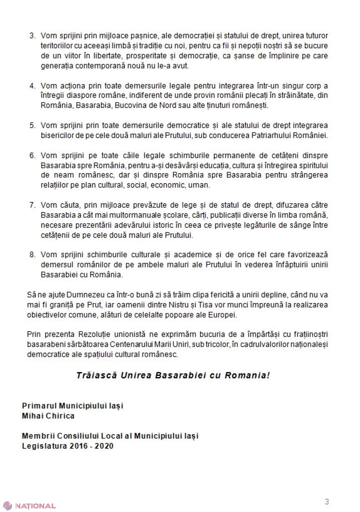 DOC // Autoritățile din Iași au adoptat un PLAN amplu de UNIRE cu R. Moldova