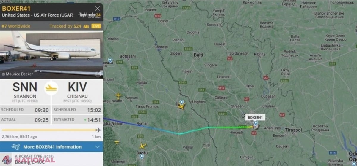 Un avion Boeing al Forțelor Aeriene ale SUA a aterizat la Chișinău