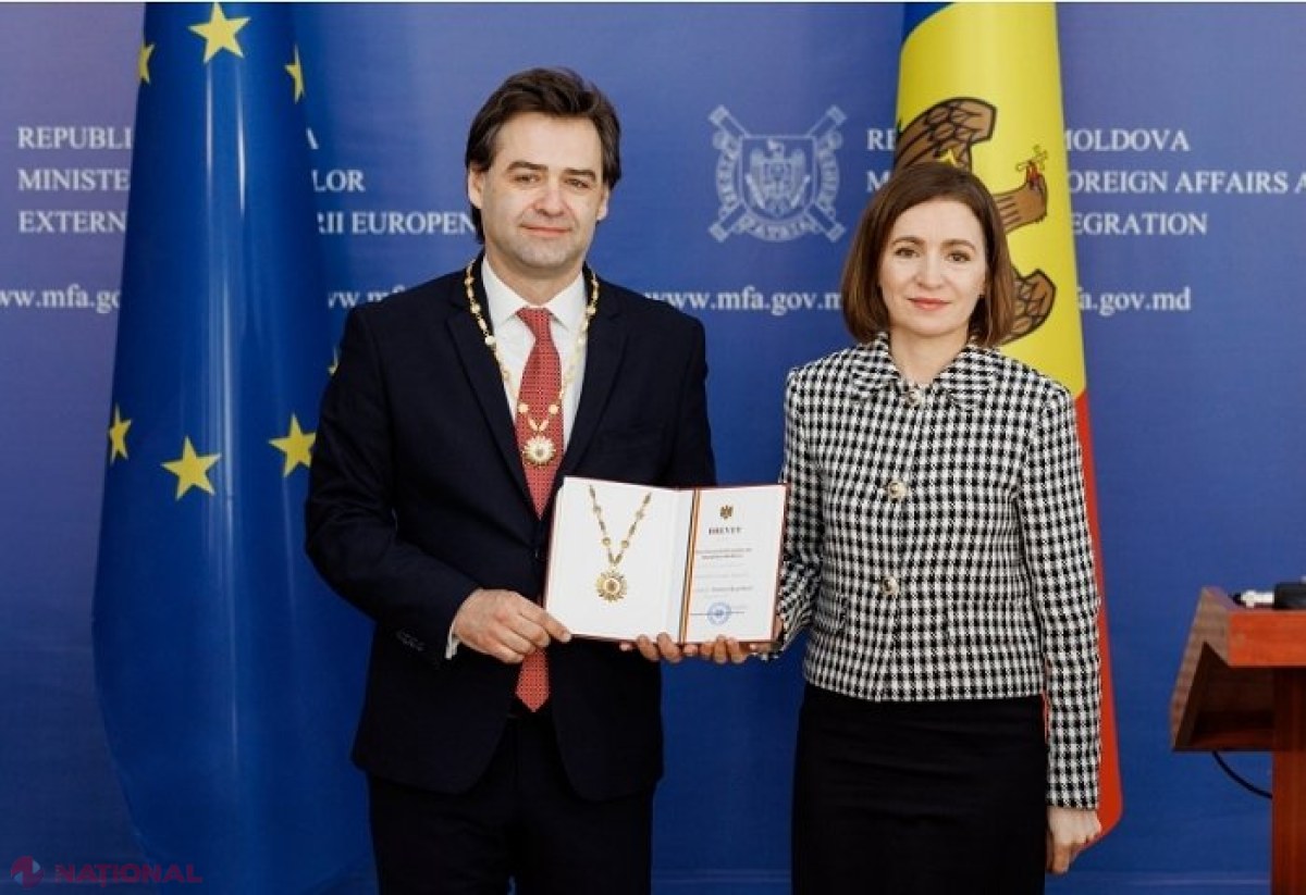 Nicu Popescu, decorat cu cea mai înaltă distincție a R. Moldova. Maia Sandu: A avut „rolul principal” în obținerea statutului de candidat pentru aderare și în aprobarea deciziei privind deschiderea negocierilor de aderare a R. Moldova la UE  