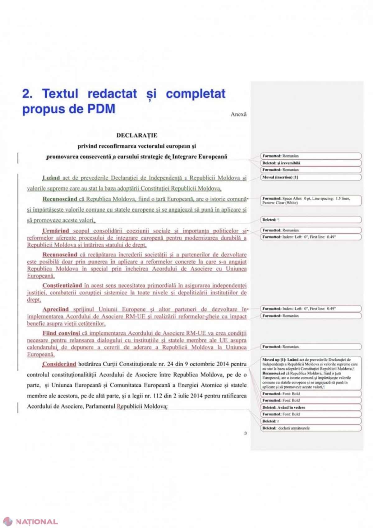 DOC // Declaraţia politică privind ireversibilitatea parcursului european al R. Moldova riscă să NU mai fie votată. A început RĂZBOIUL declaraţiilor între PD, PAS şi PPDA, care propun texte diferite
