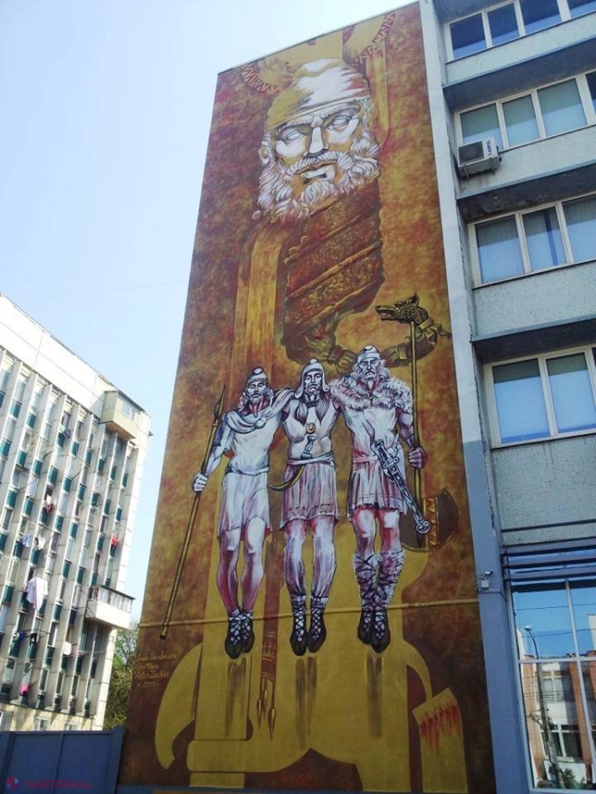 FOTO // Decebal, în Chișinău: Pictură murală GIGANTICĂ