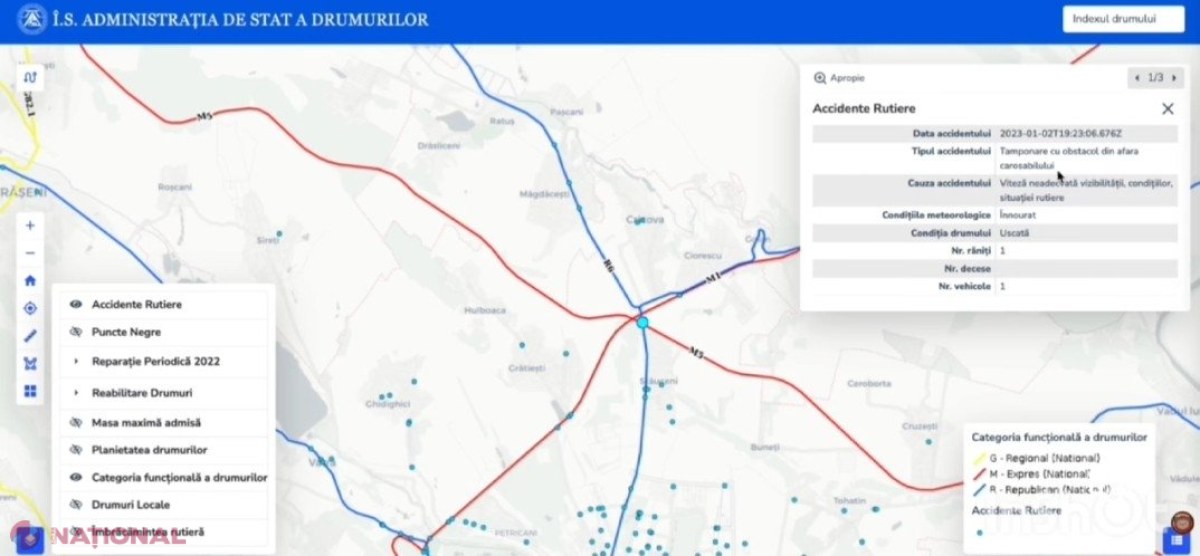 HARTĂ // Toate accidentele rutiere produse pe traseele din R. Moldova, în timp real pe o platformă online