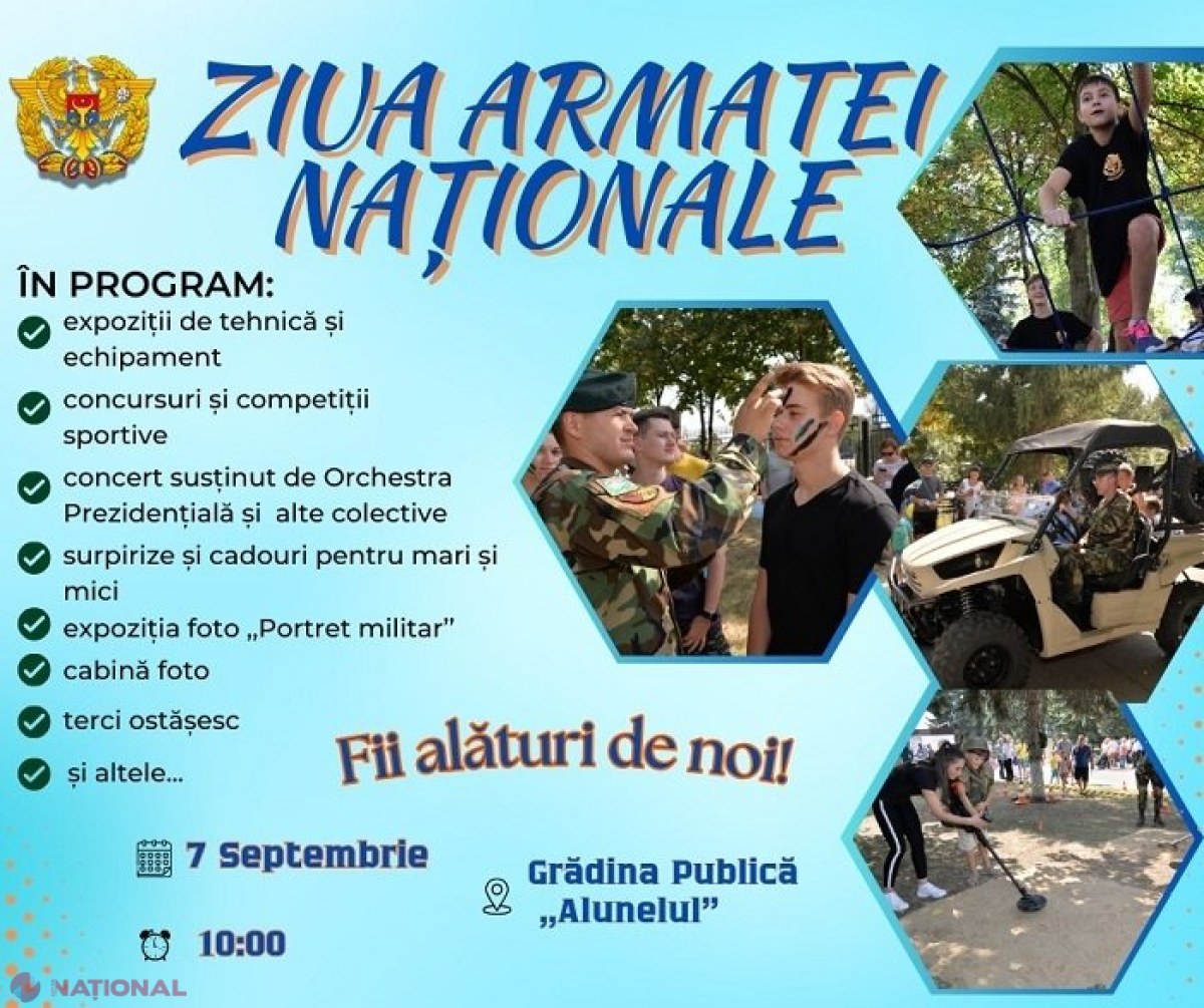 Expoziții impresionante de tehnică și echipamente militare, competiții sportive și cadouri, în săptămâna în care Armata Națională va sărbători 33 de ani de la înființare: Unde vor avea loc evenimentele 