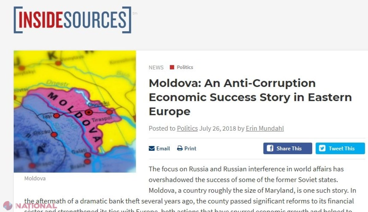 O publicație internațională a DEDICAT un material R. Moldova: „Un succes economic și anticorupție din Europa de Est”