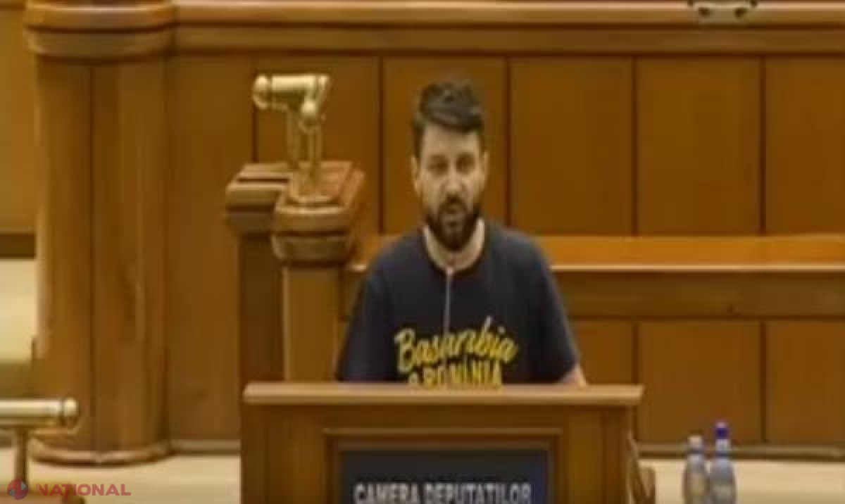Un deputat român a ieșit astăzi la tribuna Parlamentului în tricou cu inscripția „Basarabia e România”. Vezi declarația legislatorului