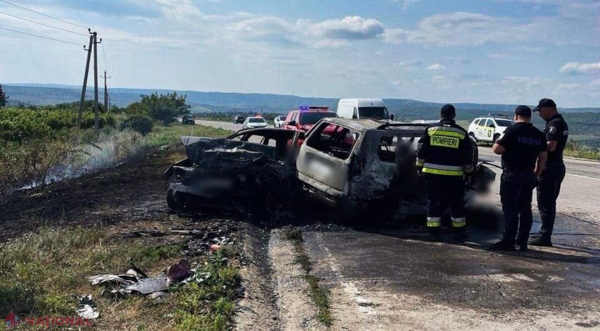 ACTUALIZARE // Accident teribil în raionul Strășeni: Cinci persoane arse de vii și cinci copii, inclusiv un bebeluș de un an, transportați la spital, după ce două mașini s-au ciocnit frontal și au luat foc