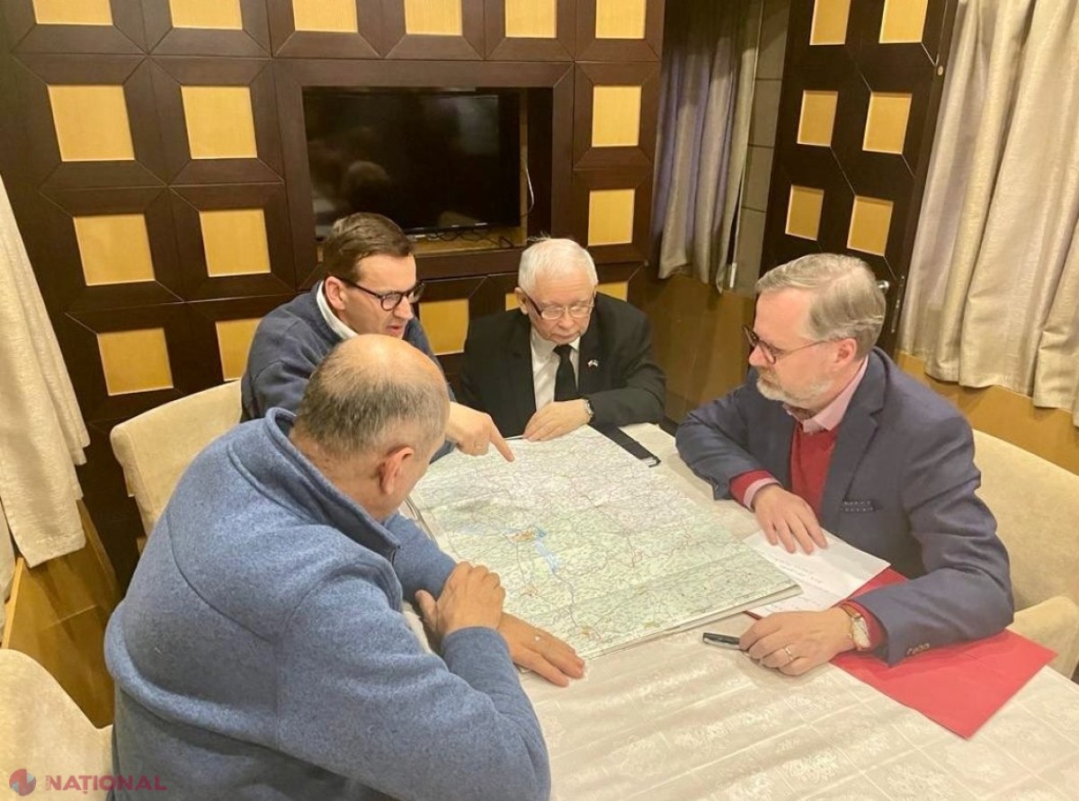 Demonstrație de SOLIDARITATE fără precedent. Premierii Poloniei, Cehiei și Sloveniei au ajuns în Kievul BOMBARDAT de armata lui Putin: 