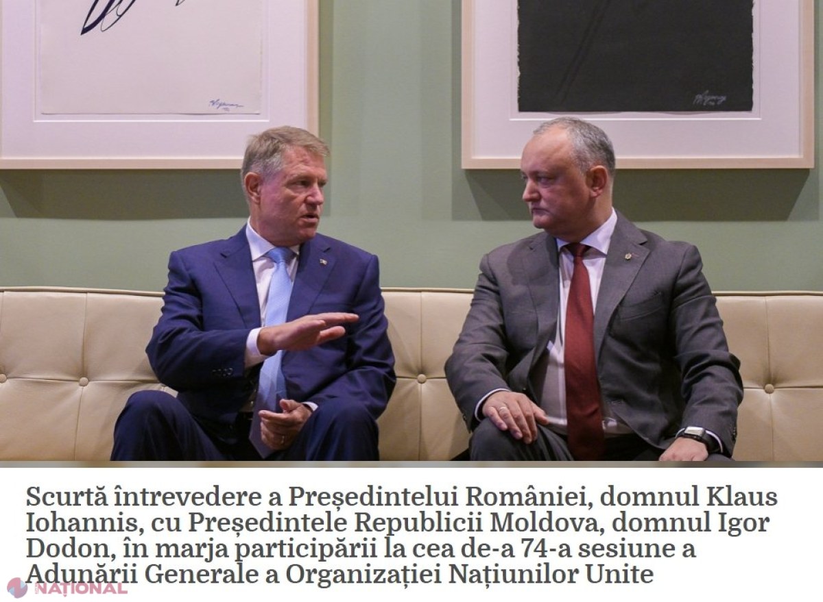 Ce NU a spus Igor Dodon de la „SCURTA ÎNTREVEDERE” cu președintele Klaus Iohannis. Răspunsul Președinției României: „Este important de evitat orice soluție care implică FEDERALIZAREA sau altă formulă”