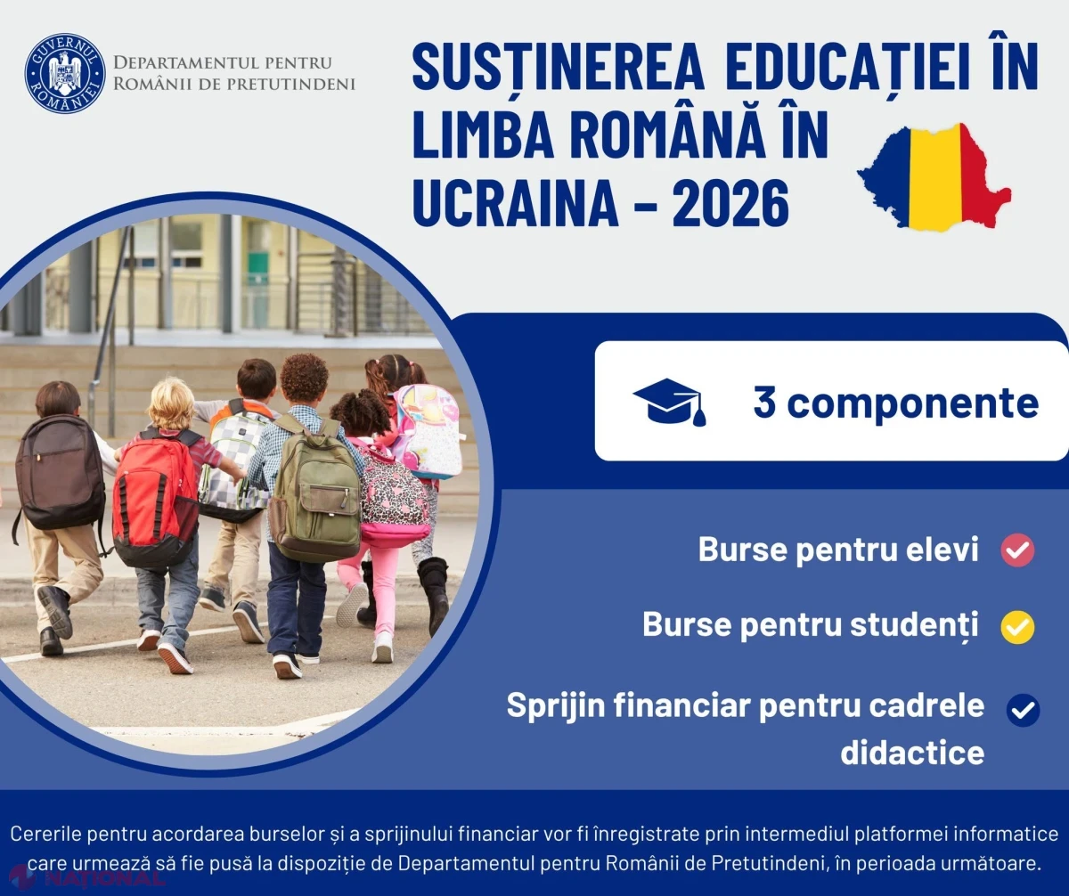 Sprijin pentru educația în limba ROMÂNĂ: Cum pot obține elevii și cadrele didactice din Ucraina bursele în valoare de 2 000 de RON de la Departamentul pentru Românii de Pretutundeni