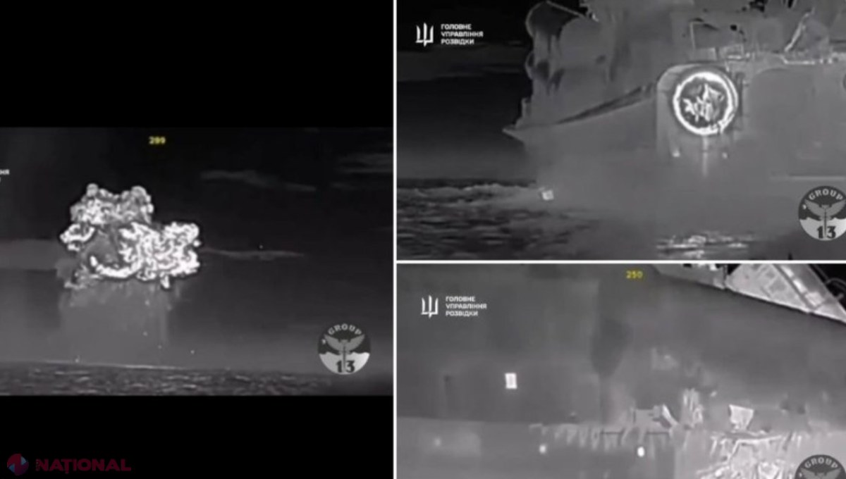VIDEO, FOTO // Ucraina a DISTRUS încă un vas rusesc de război, în valoare de circa 70 de milioane de dolari. Filmarea arată că nava de luptă a fost lovită de cel puțin două drone marine 