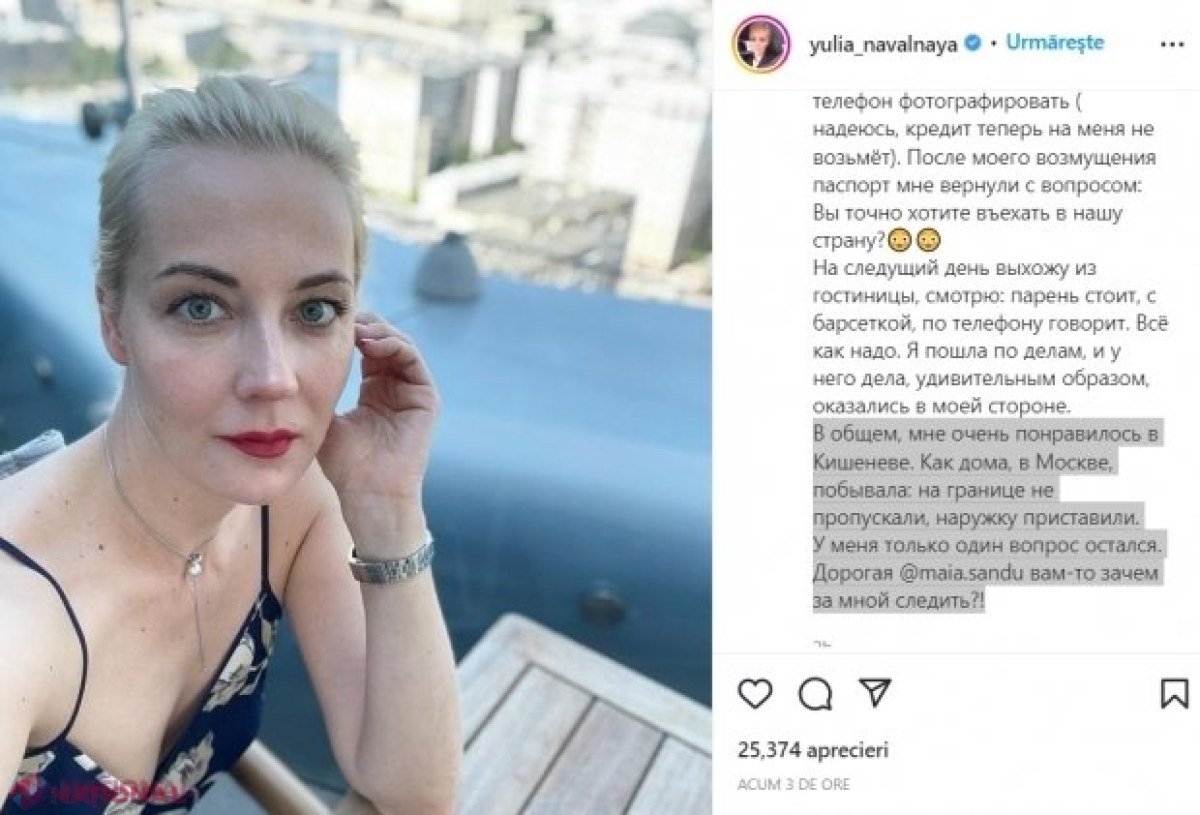 Ex-deputat, despre ADEVĂRATUL scop al vizitei soției lui NAVALNÎI în R. Moldova. „Ne-ar fi plăcut să credem că motivul aflării la Chișinău a fost investigarea legăturilor lui Dodon cu MAFIA corupților de la Kremlin, dar a dat cu PIETRE în Maia Sandu”