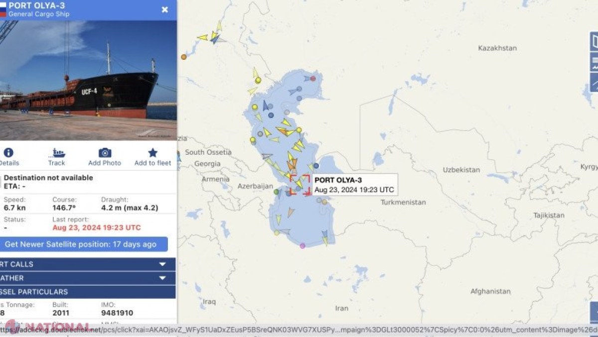 Navă rusească suspectată că ar transporta rachete balistice iraniene, fixată într-un port la Marea Caspică  