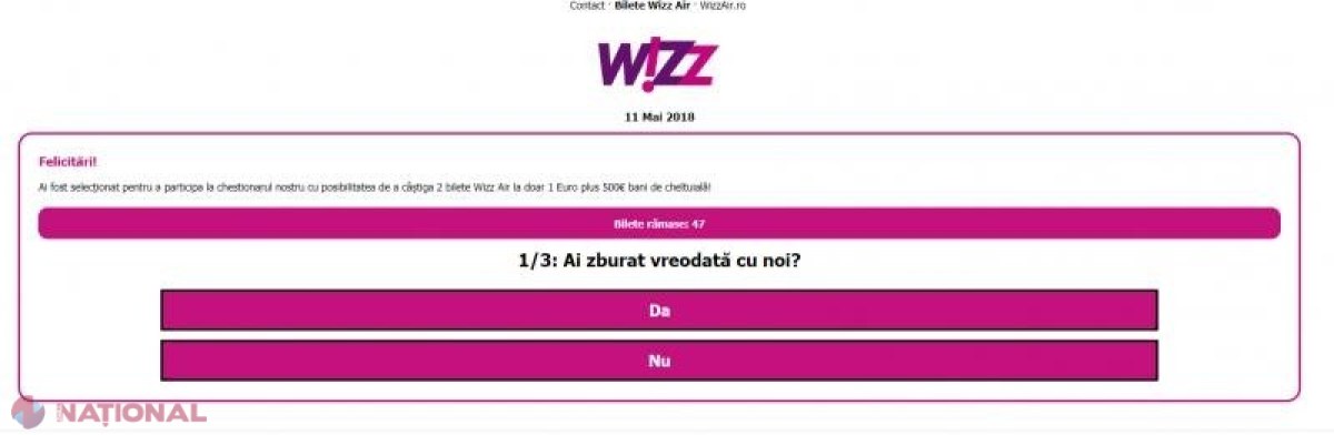 Escrocherie cu bilete Wizz Air la 1 euro. Metoda de înșelăciune prin care au fost păcăliți mai mulți români