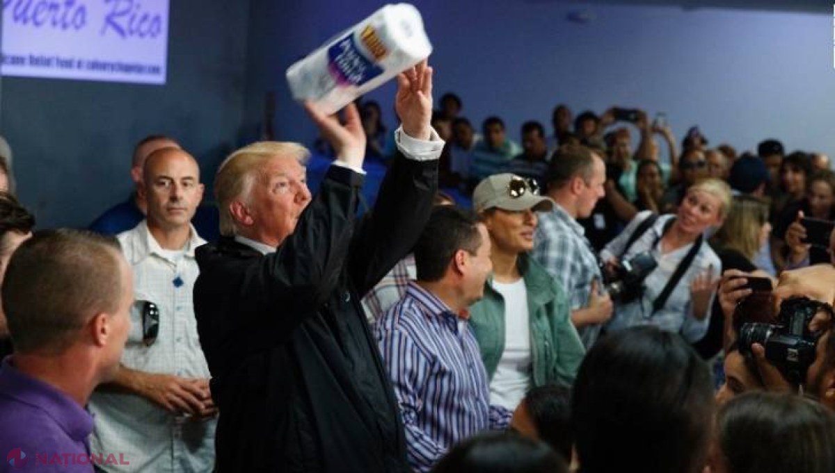 SUPRAREALISM // Trump aruncă prosoape sinistraților din Puerto Rico și le spune că sunt norocoși