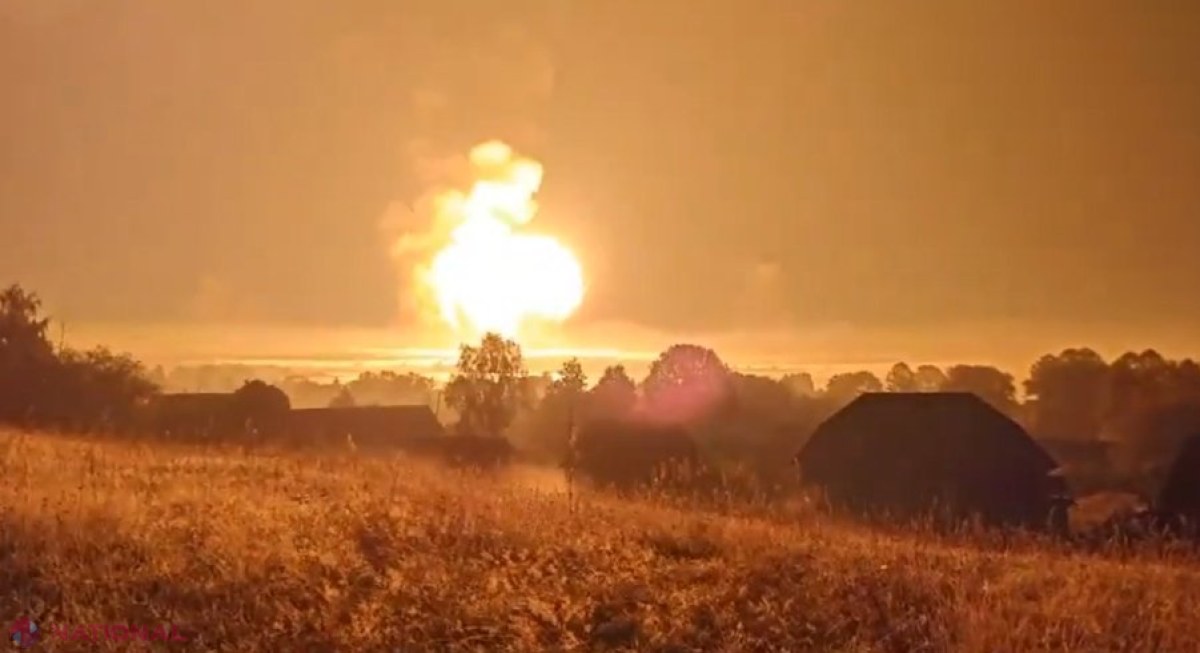 VIDEO // Un depozit de muniții rusesc, construit să reziste la o lovitură NUCLEARĂ, făcut scrum de dronele ucrainene. Rusia ar mai avea încă 13 depozite mari de armament