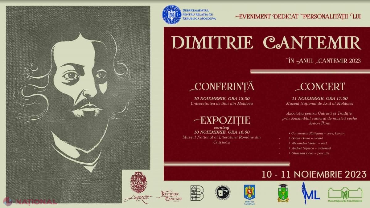 Marele cărturar Dimitrie Cantemir, OMAGIAT la Chișinău. Măsurile organizate de DRRM pe 10 și 11 noiembrie, cu ocazia a 350 de ani de la nașterea sa și 300 de ani de la moartea sa