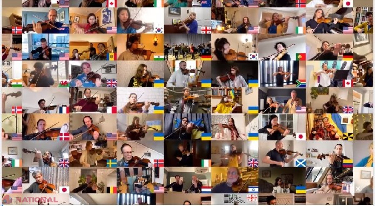 VIDEO // „Pentru PACE”: Artiști din toată lumea, inclusiv din R. Moldova, îl acompaniază pe un violonist din Ucraina care cântă la vioară într-un subsol, ascunzându-se de bombele rusești