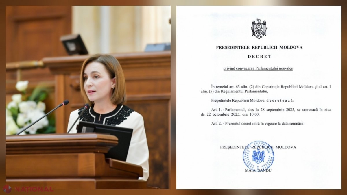Maia Sandu convoacă noul Parlament al R. Moldova pentru PRIMA ședință oficială