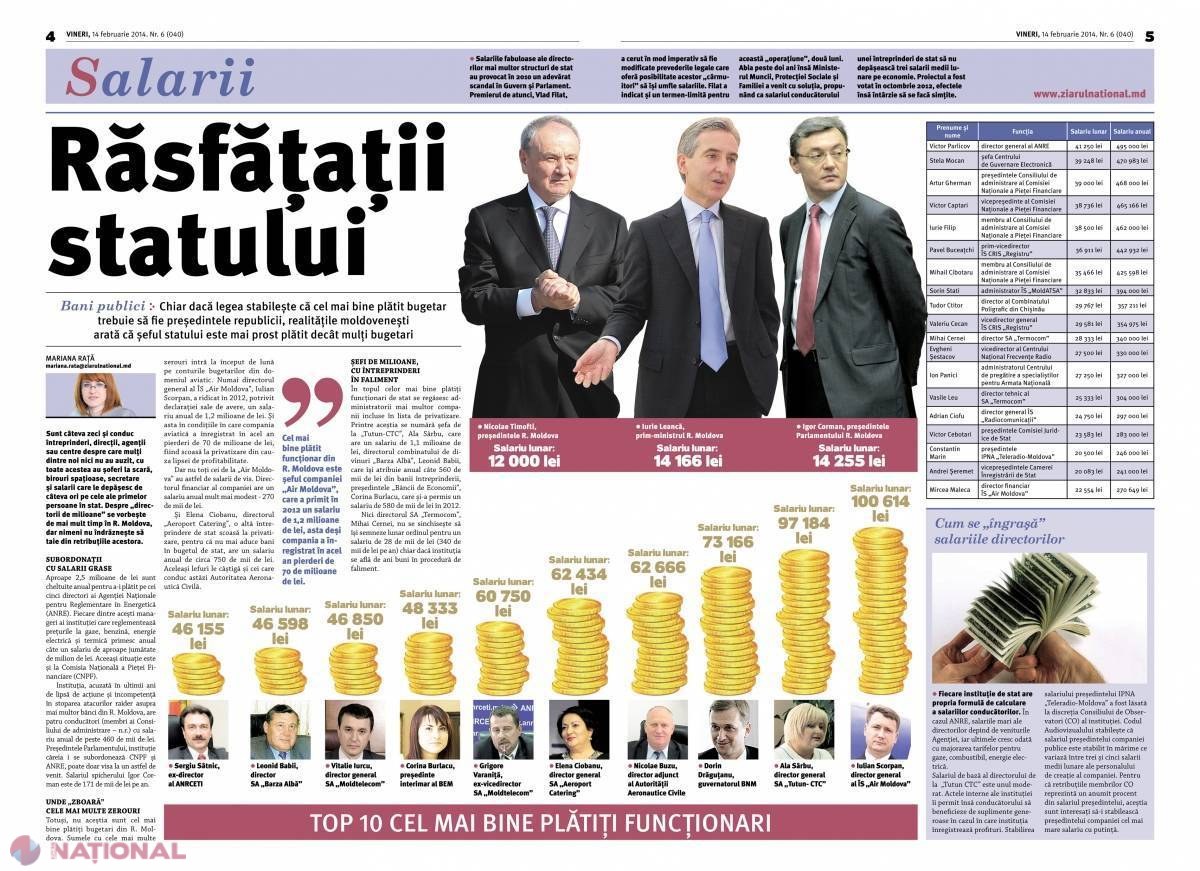Salarii de milioane // Răsfățații statului
