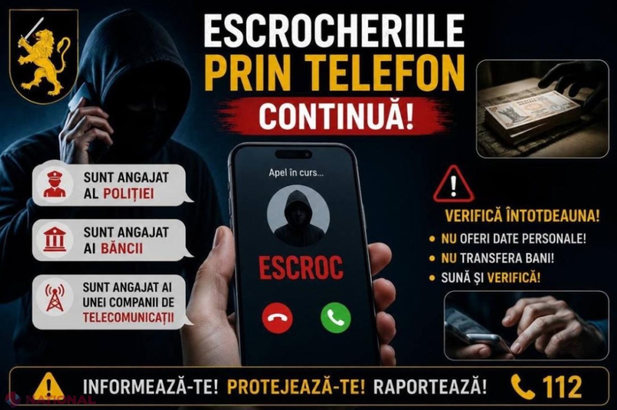 ALERTĂ de escrocherii de proporții: Un milion de lei furat prin telefon! Cum a fost păcălită o femeie să ia credit și să dea 400.000 de lei unui „curier”. Alte 135 de ATACURI, respinse de cetățeni