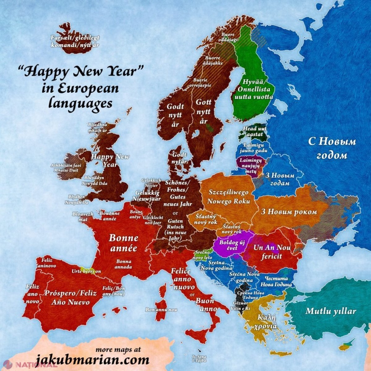 Cum urăm „An nou fericit” în 32 de limbi vorbite în Europa