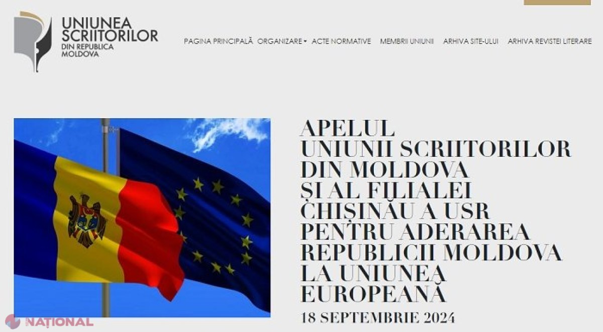 Uniunea Scriitorilor de la Chișinău cheamă cetățenii să spună „DA” la referendumul privind integrarea europeană: „R. Moldova a fost ferită de o invazie militară, însă Rusia încearcă prin război hibrid să deturneze parcursul nostru european”