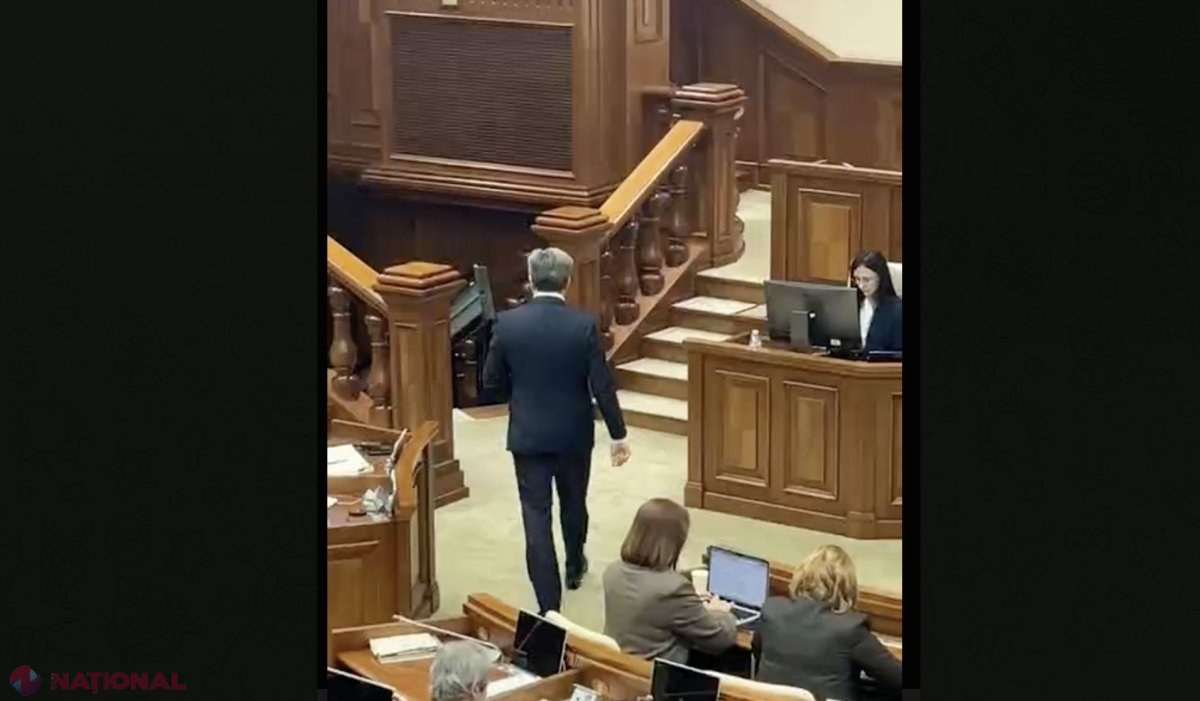 VIDEO // Premierul Recean, ales deputat pe lista PAS, a PĂRĂSIT sala Parlamentului în momentul în care Dodon și-a început discursul plin de teze ale PROPAGANDEI de la Moscova