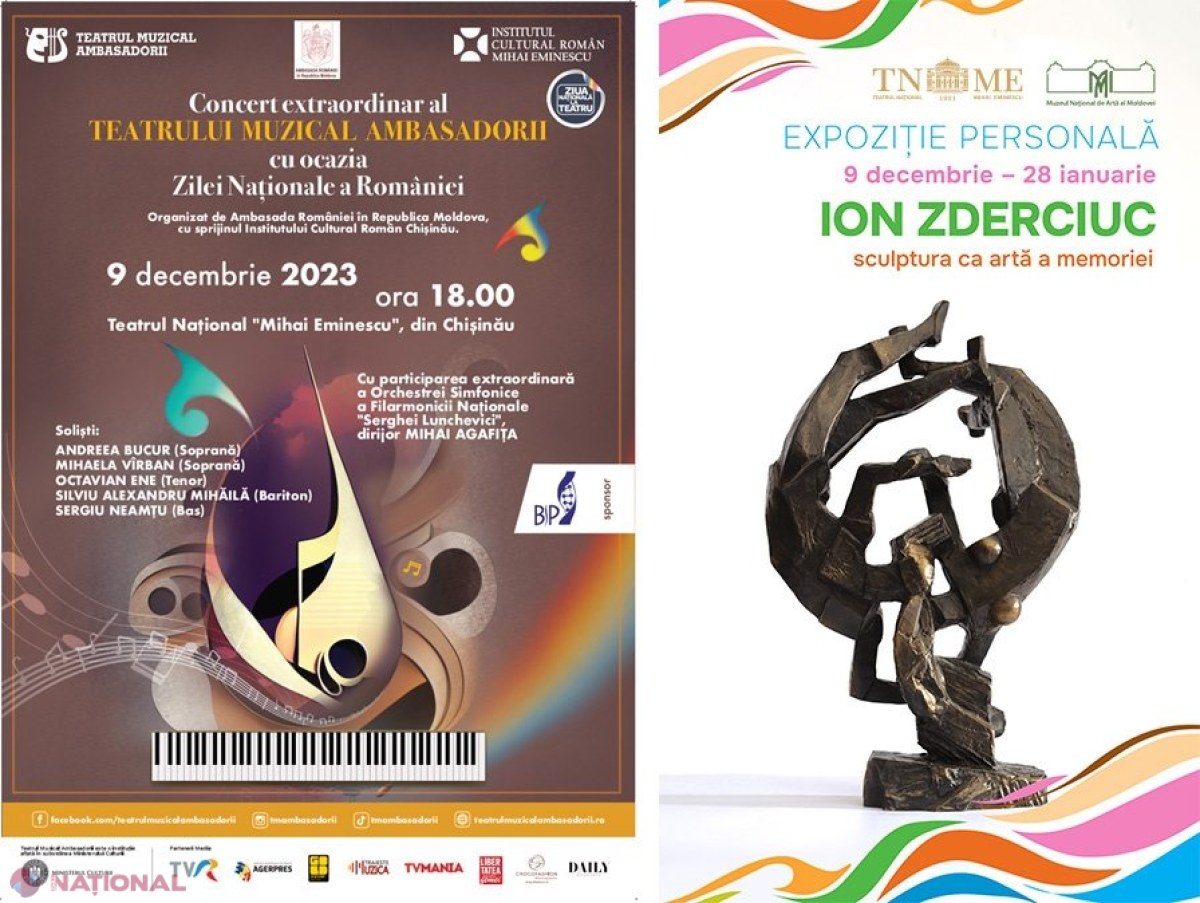 Trupa Teatrului Muzical „Ambasadorii” din București, CONCERT de muzică aleasă în Chișinău, cu ocazia Zilei Naționale a României. Evenimentul organizat de Ambasada României și ICR „Mihai Eminescu” va fi găzduit de Teatrul Național „Mihai Eminescu” 