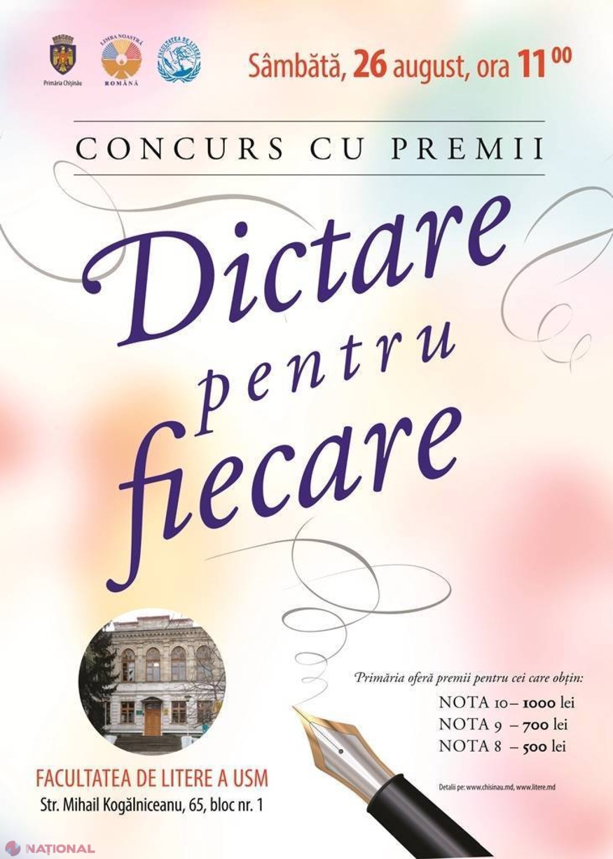 CONCURS în ajunul Zilei Limbii Române, la Chișinău, cu premii bănești