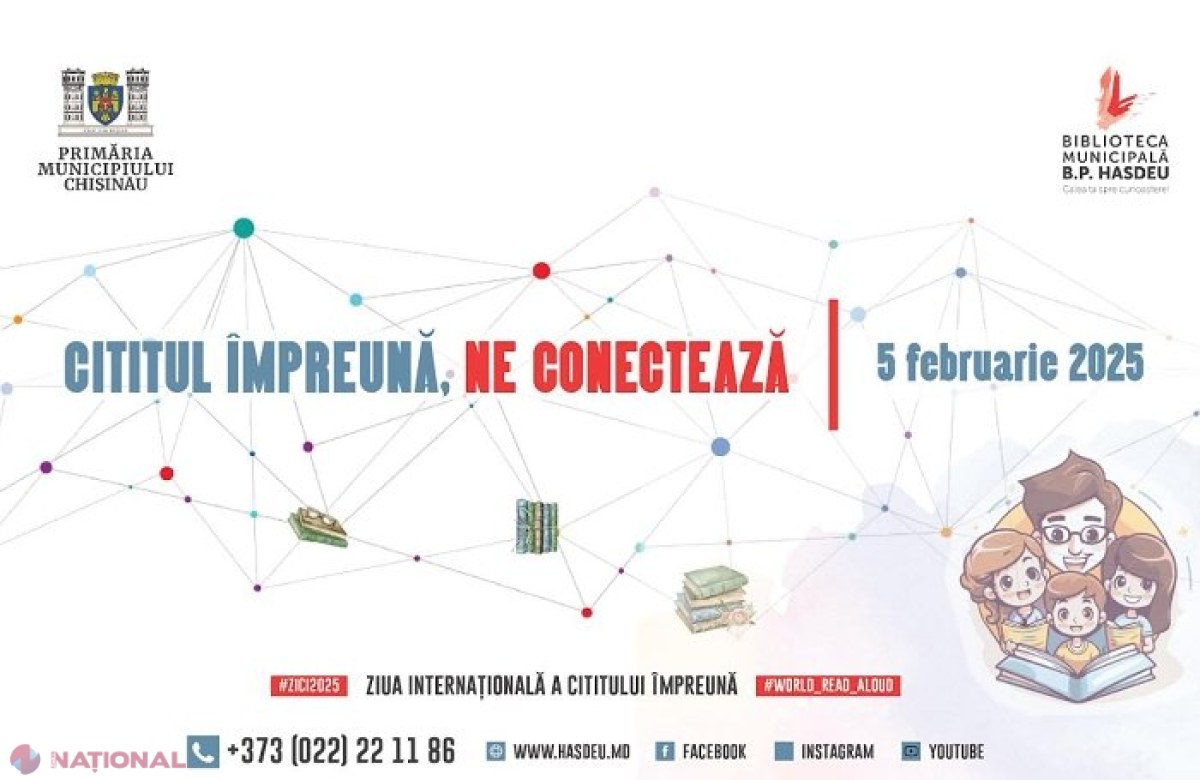 AGENDĂ // 100 de copii vor citi simultan, cu voce tare, cinci texte într-un interval de 5 minute: Evenimente inedite la Biblioteca Municipală „B.P. Hasdeu”, de Ziua Internațională a Cititului Împreună