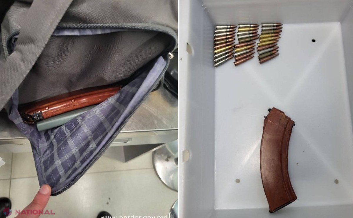 FOTO // Încărcător pentru „Kalașnikov” și 30 de CARTUȘE, în bagajul unui cetățean străin sosit la Aeroportul Internațional Chișinău. Unde urmau să ajungă obiectele interzise