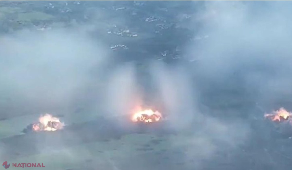 VIDEO // O coloană blindată rusească a fost DISTRUSĂ de armata ucraineană. Aceasta a intrat în „Triunghiul Bermudelor” în regiunea Donețk