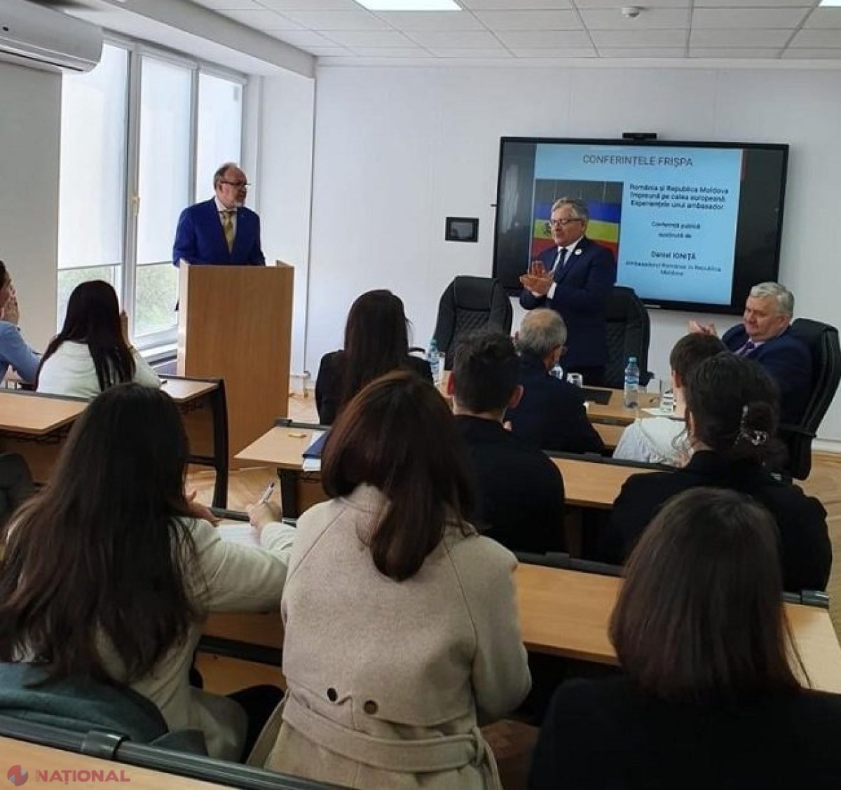 Lecție publică la USM: Ambasadorul Daniel Ioniță a îndemnat tinerii să participe la dezvoltarea în bine a societății și să sprijine eforturile de aderare a R. Moldova la UE