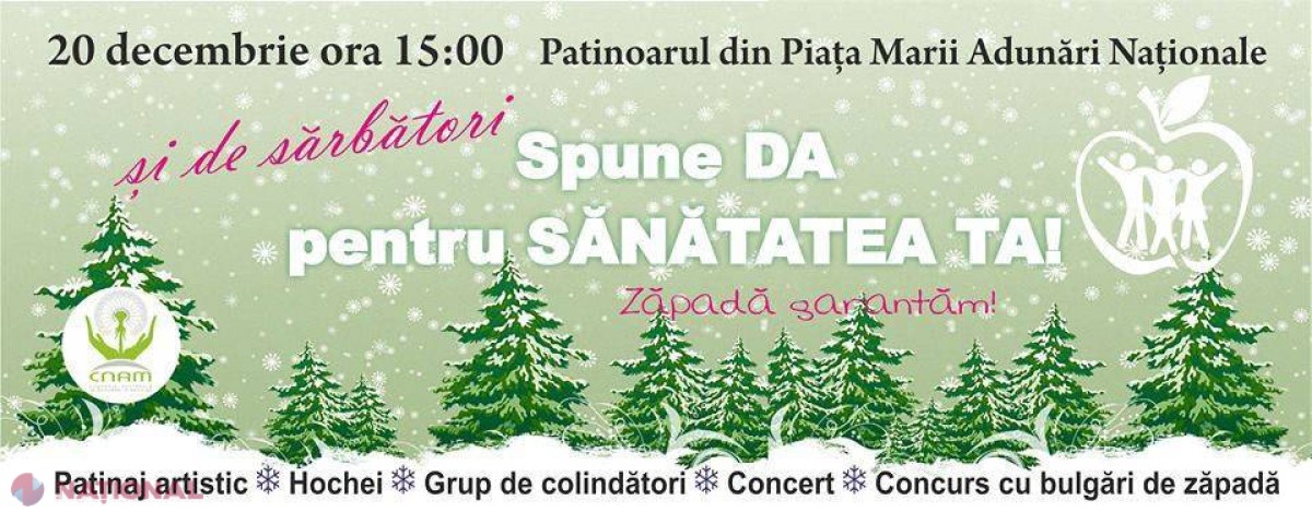 Spune Da pentru sănătatea ta şi de sărbători! Ore GRATUITE de PATINAJ, în centrul capitalei