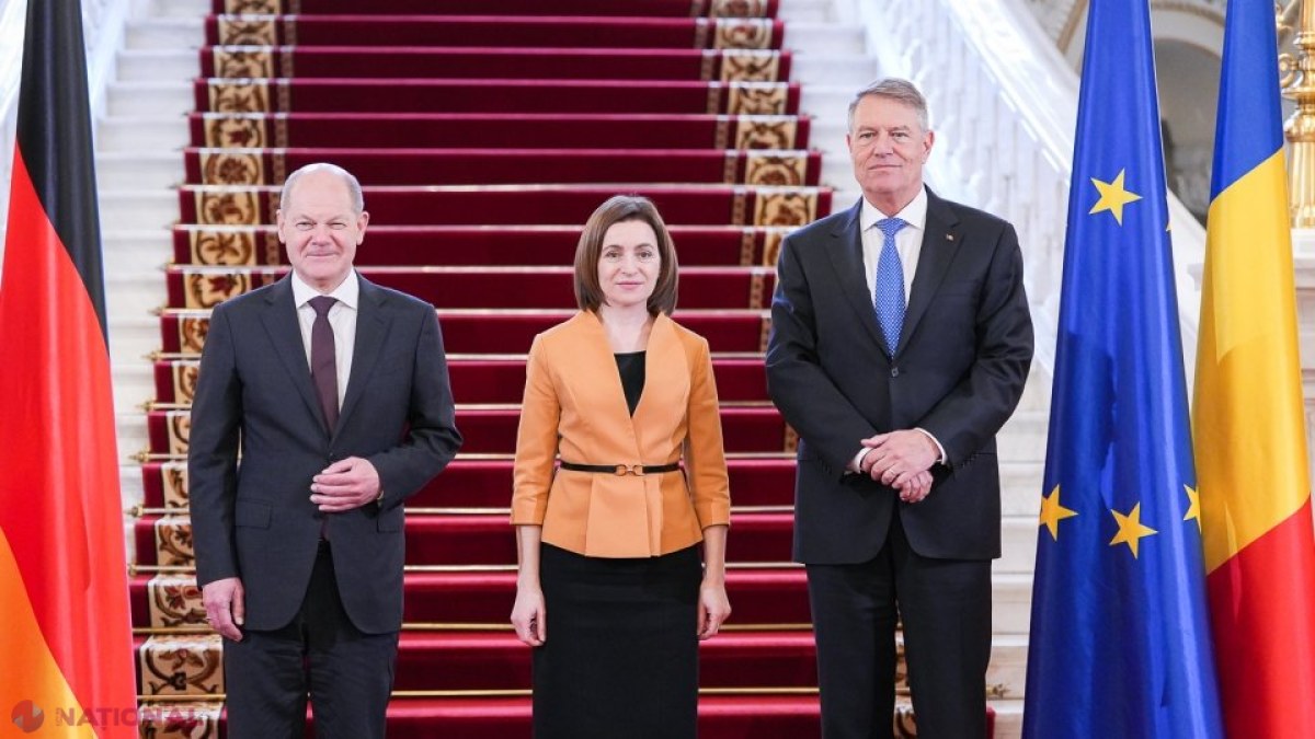 VIDEO // Președinții României și R. Moldova, Klaus Iohannis și Maia Sandu, și cancelarul german Olaf Scholz, declarații comune la București