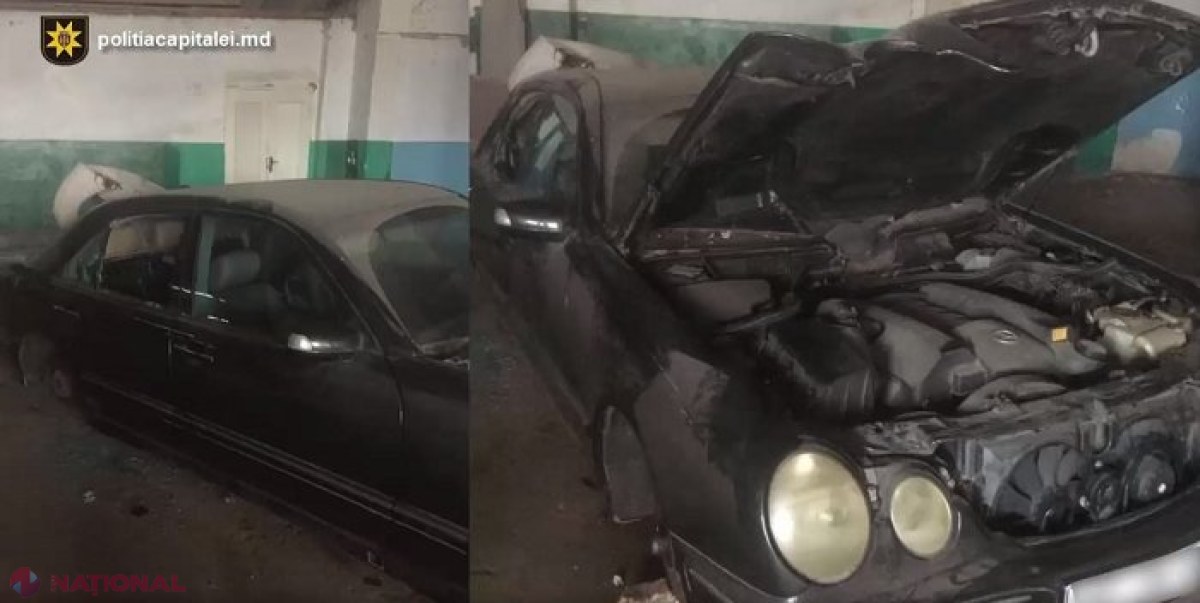 VIDEO // „Mercedes” parcat în Chișinău, lăsat FĂRĂ jante și acumulator: Cine sunt hoții 