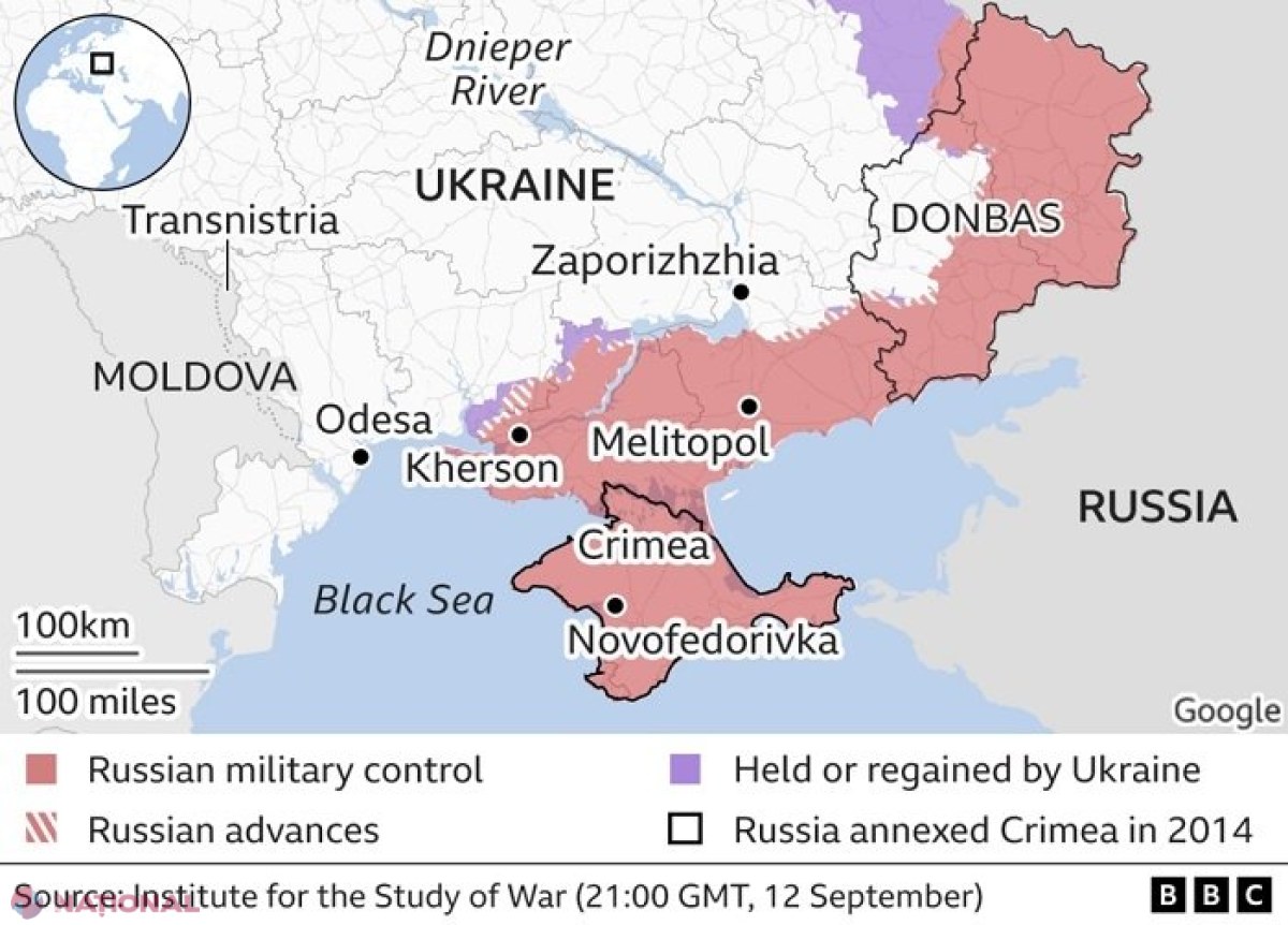 Cât teritoriu mai controlează Rusia în Ucraina. Contraofensiva Kievului a dus la „o înfrângere operațională majoră”