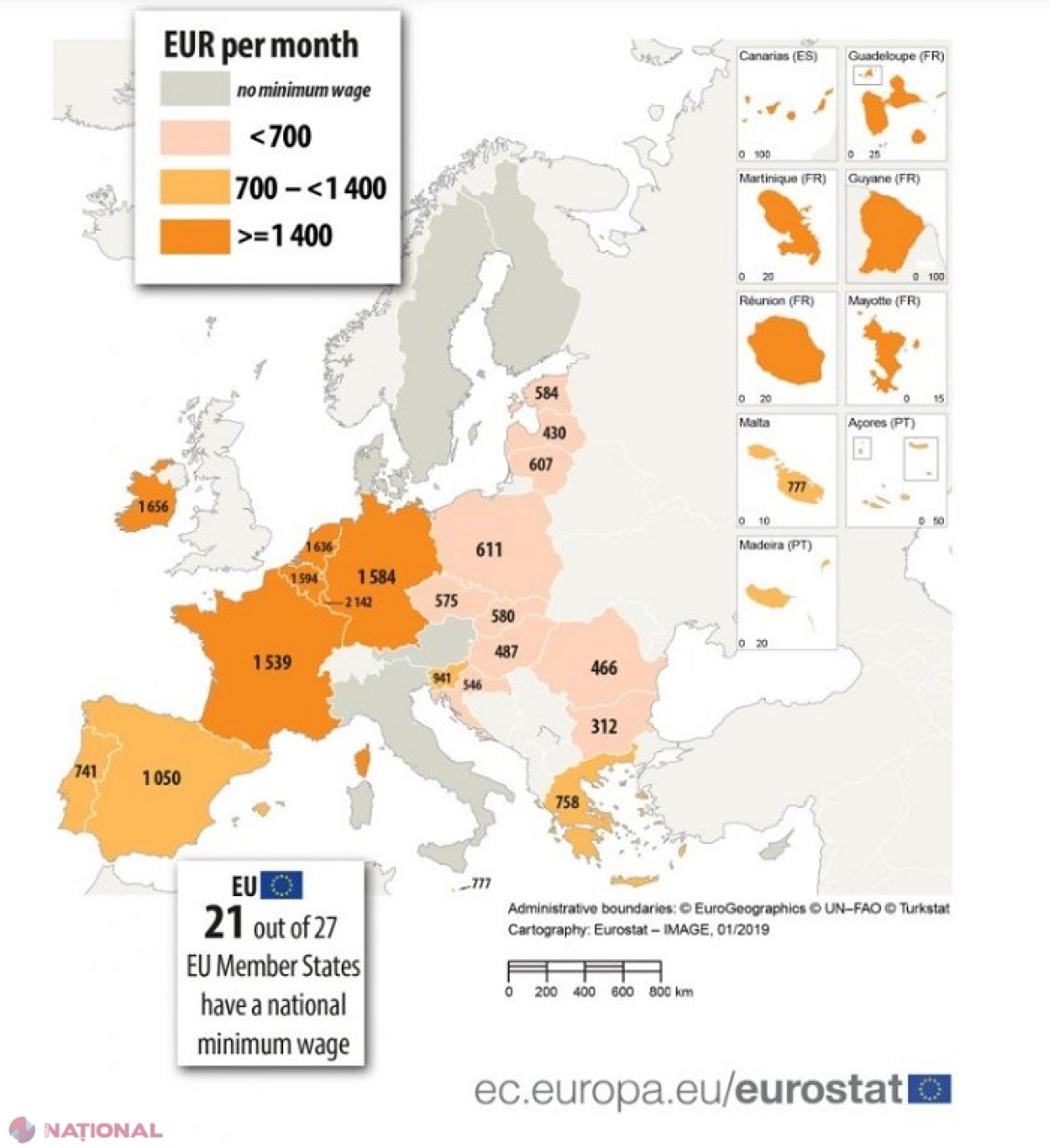 OFICIAL // Salariile plătite în statele Uniunii Europene: Salariul minim din Luxemburg, de 15 ori mai MARE decât cel achitat în R. Moldova 