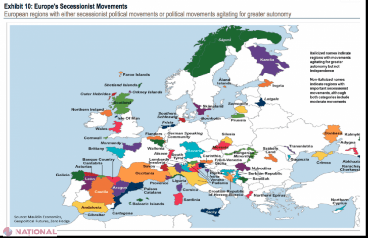 Cum ar arăta HARTA EUROPEI dacă toate regiunile care luptă pentru AUTONOMIE ar avea succes