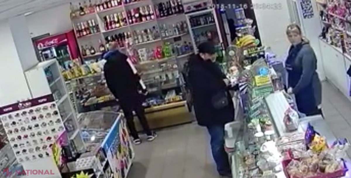 VIDEO // Bălți: A intrat în magazin cu o sticlă spartă în mână și amenința vânzătoarele. Noroc de un polițist-cumpărător, care l-a IMOBILIZAT 