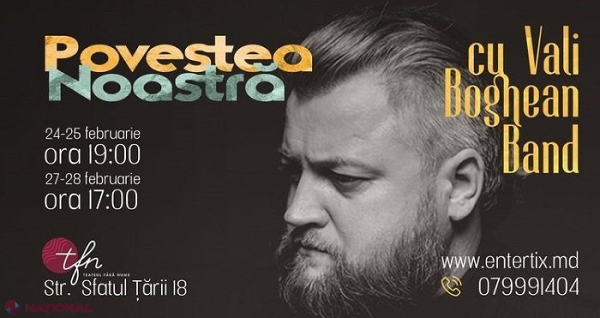 VIDEO // Maraton de concerte live, de Dragobete, marca Vali Boghean: Patru reprezentații, la finele lunii februarie, în Chișinău