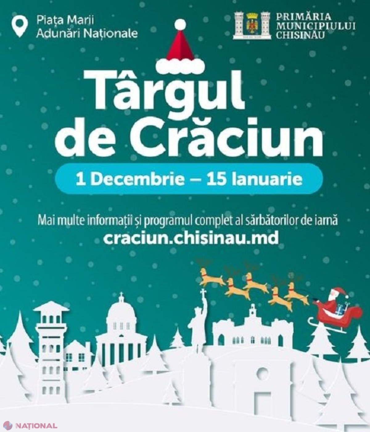 Sartul sărbătorilor de iarnă va fi dat pe 1 decembrie la Chișinău: Târg, pom de Crăciun, patinoar, caruselele și concerte