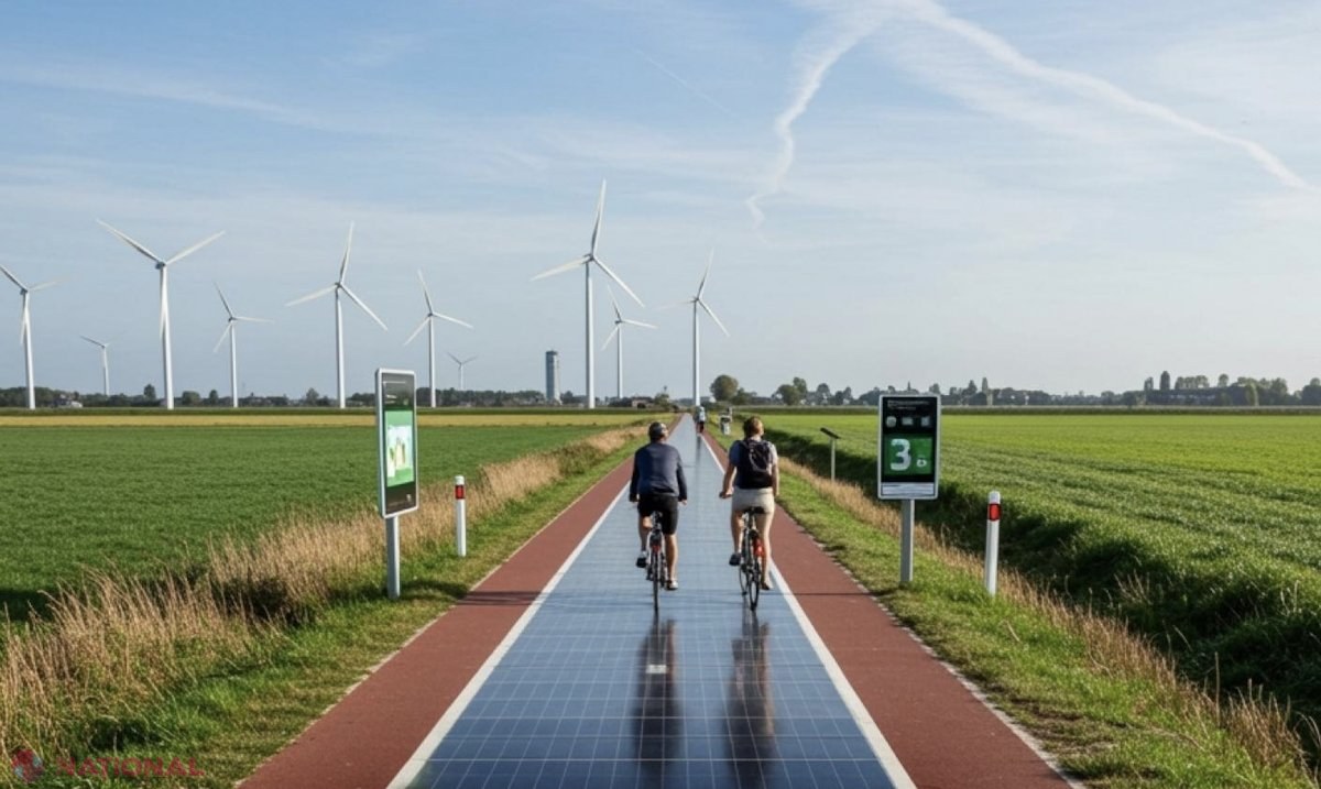 FOTO // Soluție pentru Chișinău: șosele și pistele de bicicliști care generează energie verde